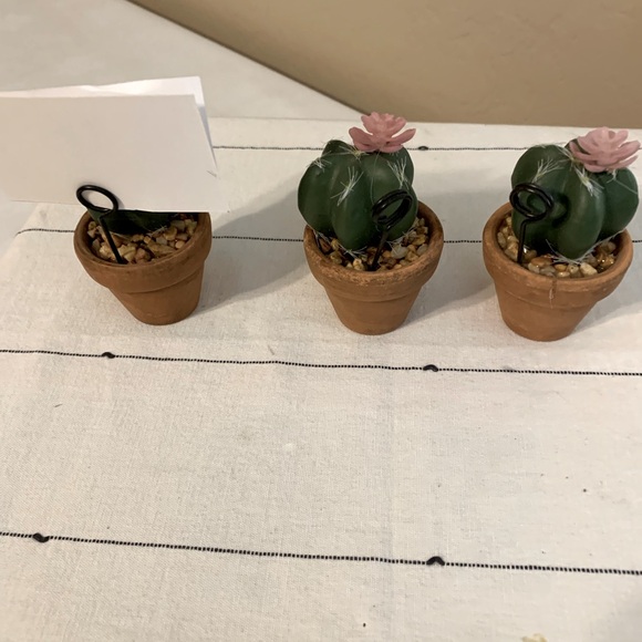 POTTERY BARN SET OF 3 POTTED CACTUS PLACE CARD HOLDERS - Picture 3 of 3